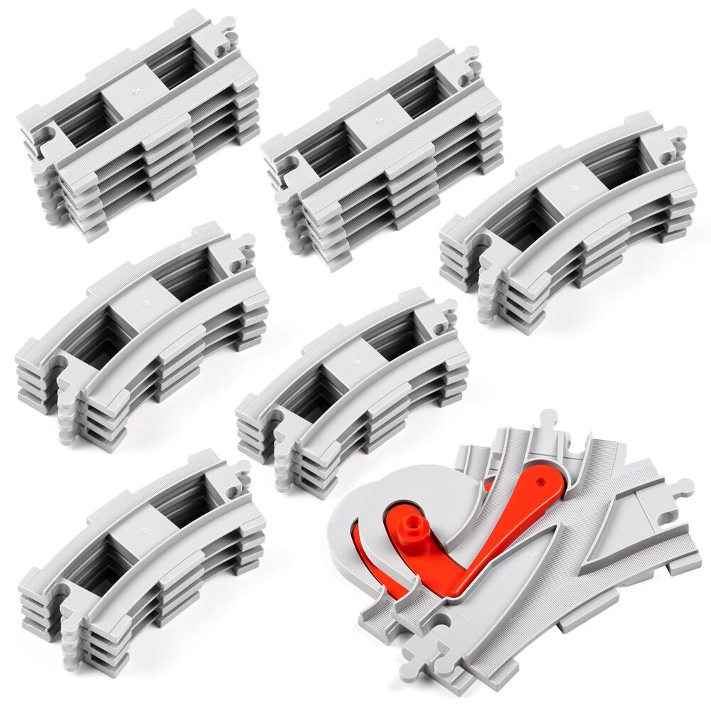 32Pcs Train Track Expansion Set, Light Grey